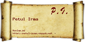 Petul Irma névjegykártya